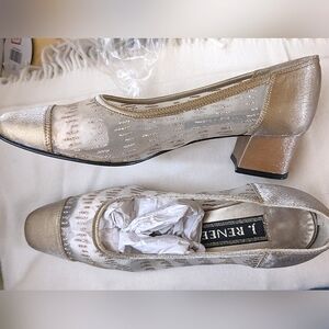 Vintage J. Reneé gold & silver, satin & mesh shoes 6.5 M
